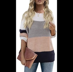 Merokeety Color block Knit Sweater - XL